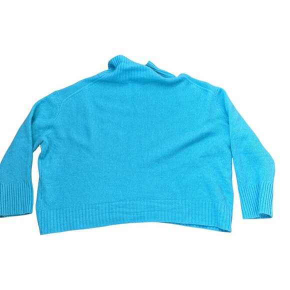 Banana Republic 100% Cashmere Sweater Teal Relaxed Turtleneck Boxy Fit XL - Picture 4 of 10